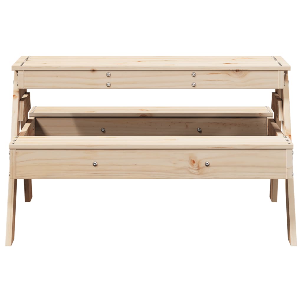 Solid Pine Wood Kids' Picnic Table - 88x97x52 cm, Natural Finish