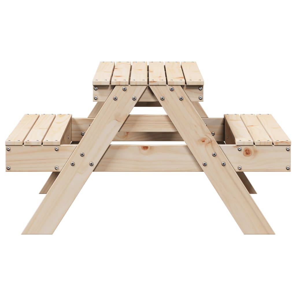 Solid Pine Wood Kids' Picnic Table - 88x97x52 cm, Natural Finish