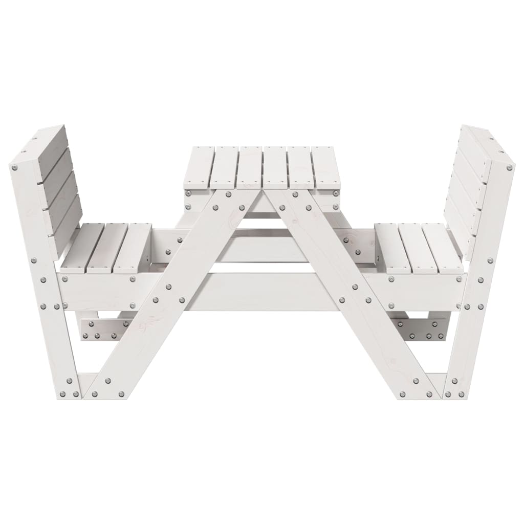 Kids' White Pine Wood Picnic Table - 88x122x58 cm