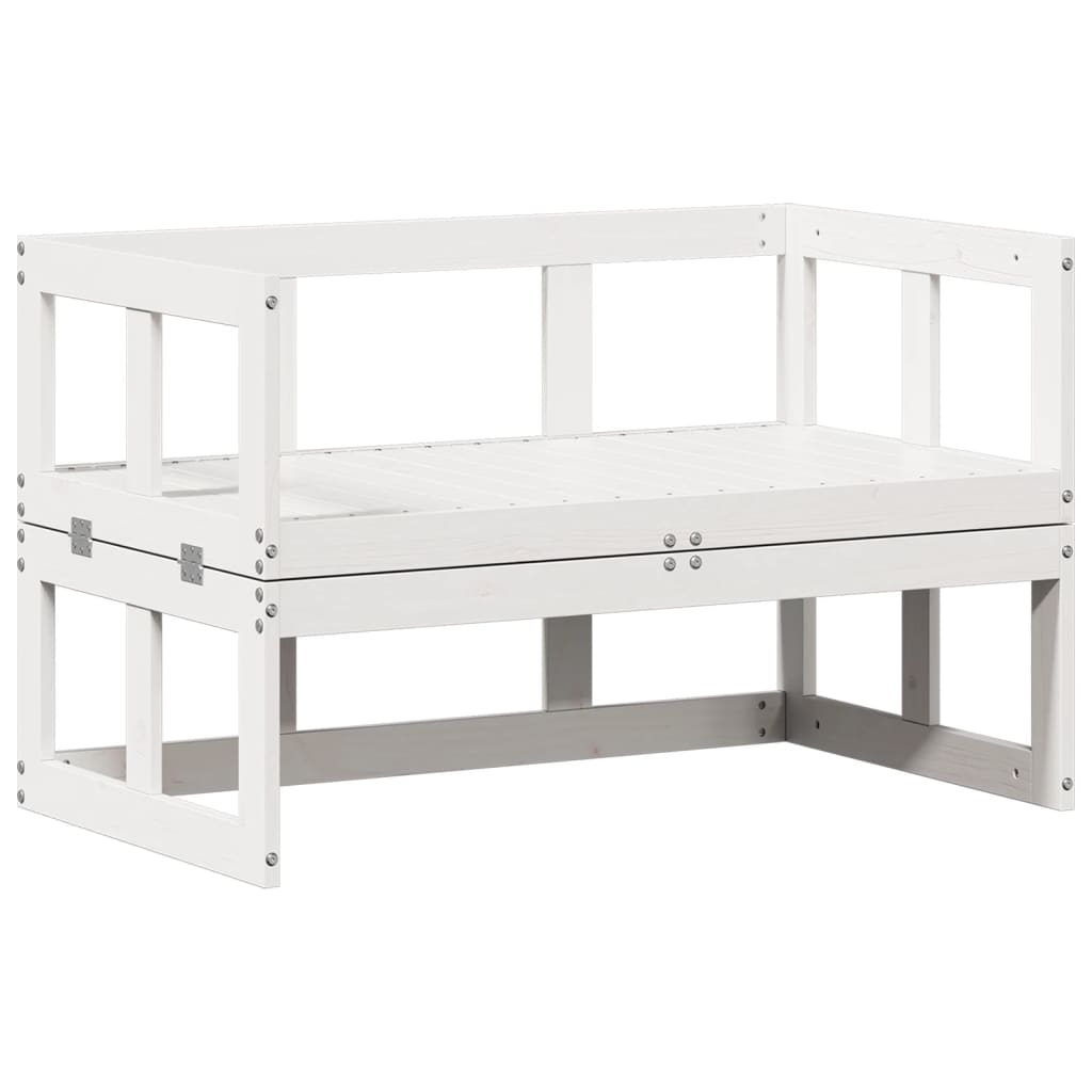 Extendable White Pine Wood Garden Sofa Bench