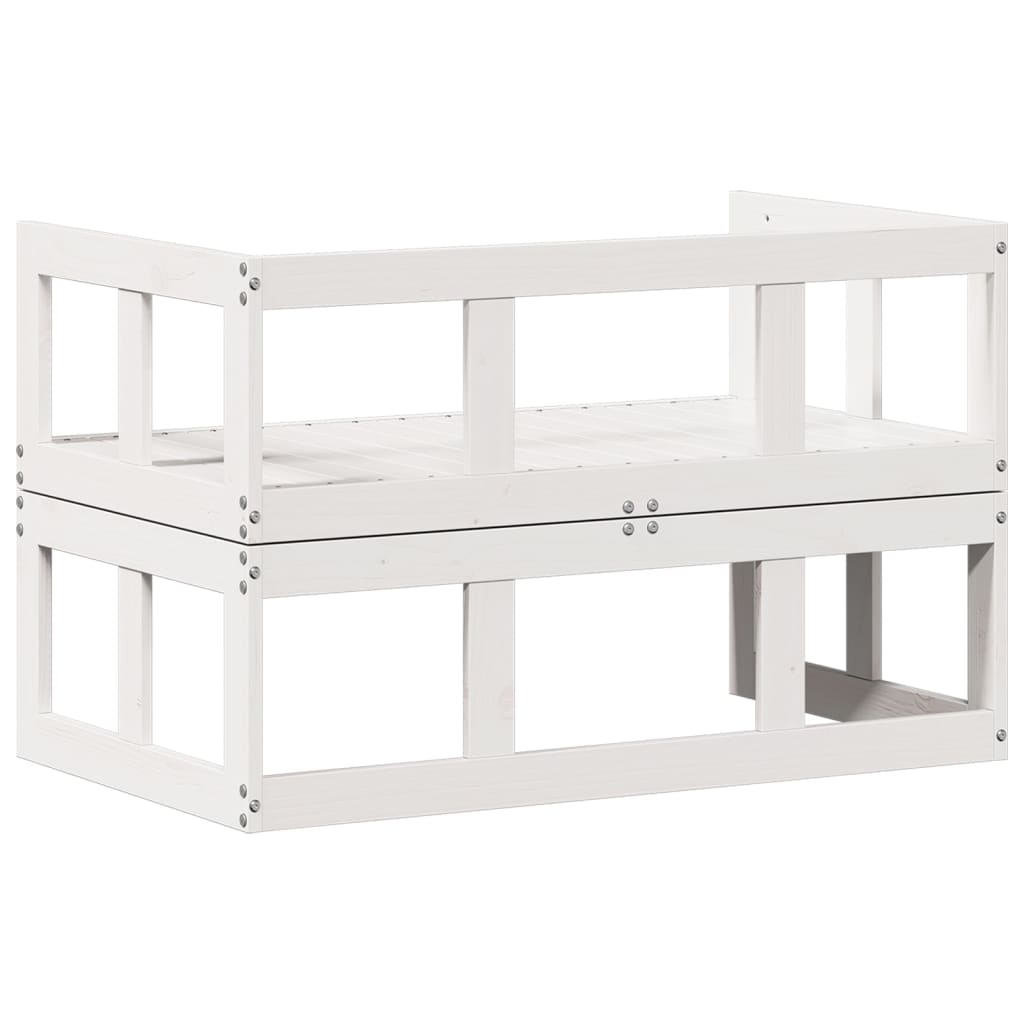 Extendable White Pine Wood Garden Sofa Bench