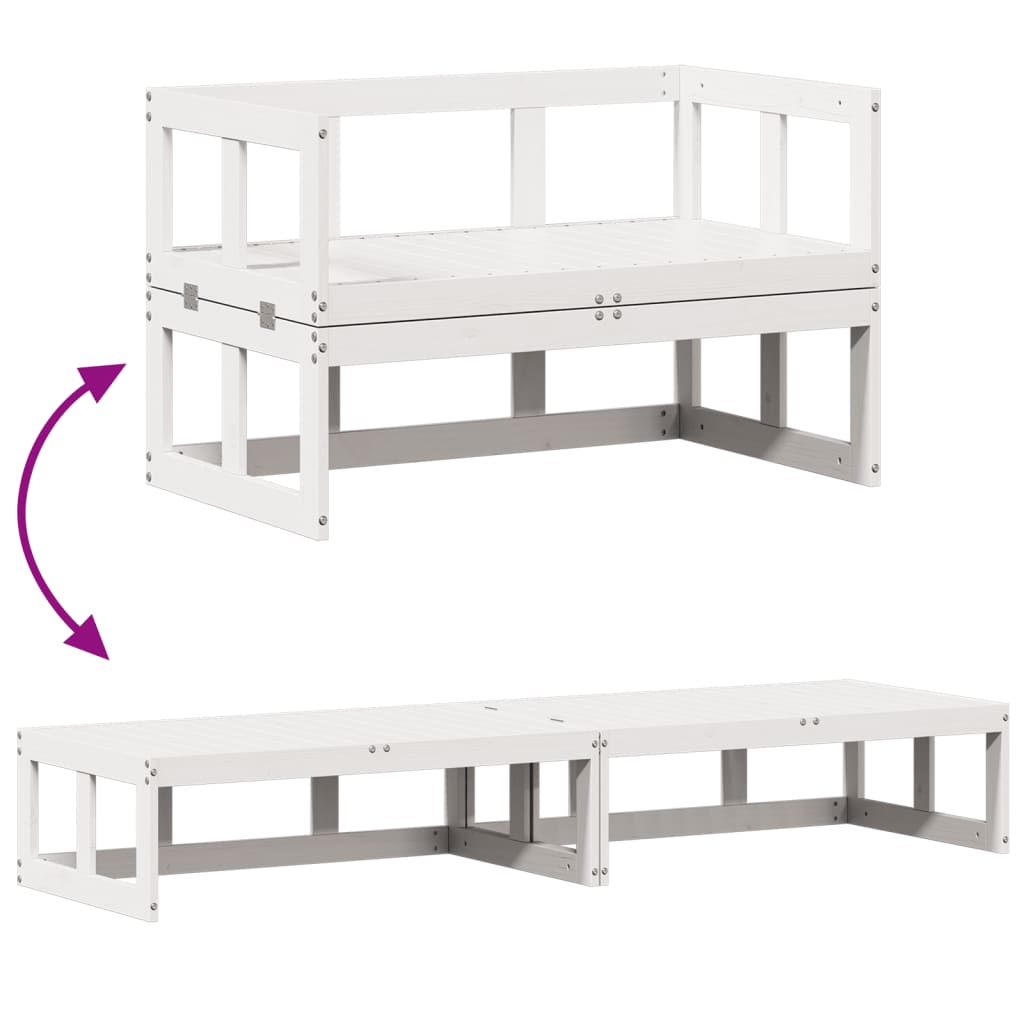 Extendable White Pine Wood Garden Sofa Bench