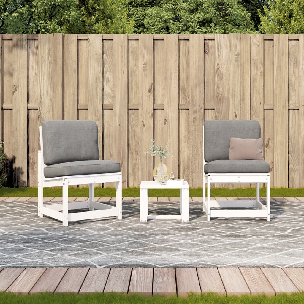 Elegant 3-Piece Garden Lounge Set - White Solid Pine Wood