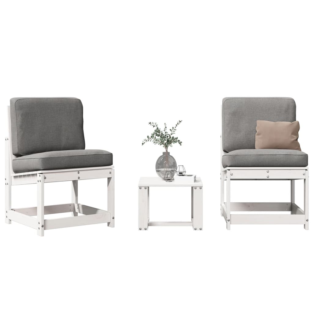 Elegant 3-Piece Garden Lounge Set - White Solid Pine Wood