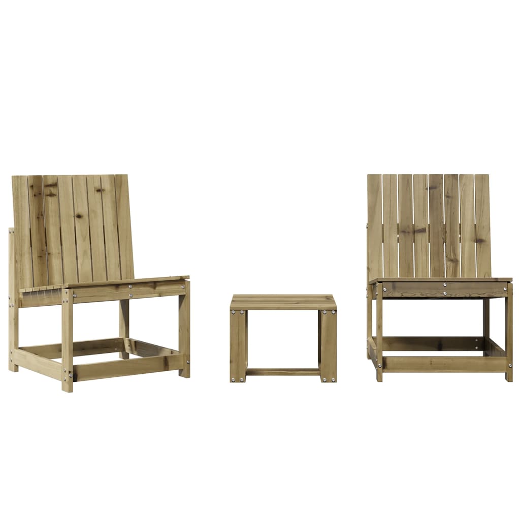 3-Piece Pine Wood Garden Lounge Set - Durable & Stylish Design