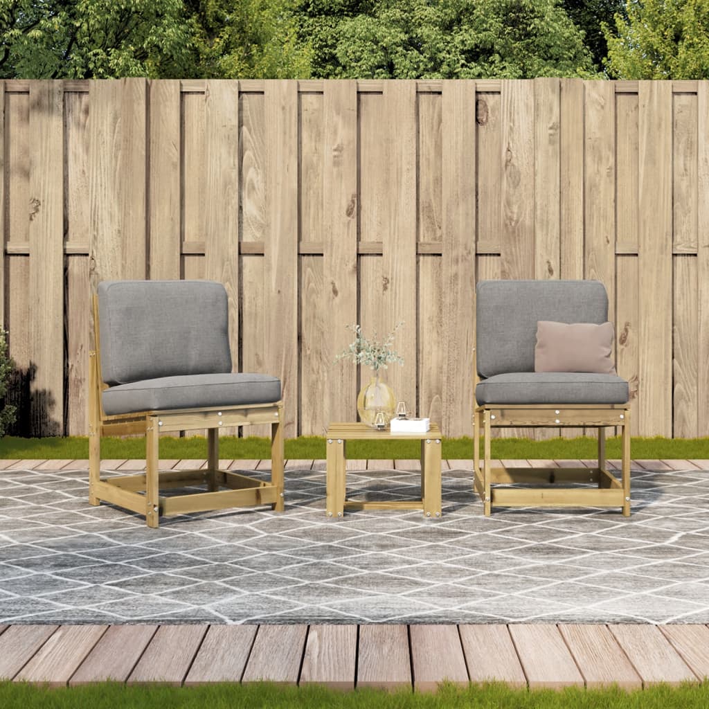 3-Piece Pine Wood Garden Lounge Set - Durable & Stylish Design