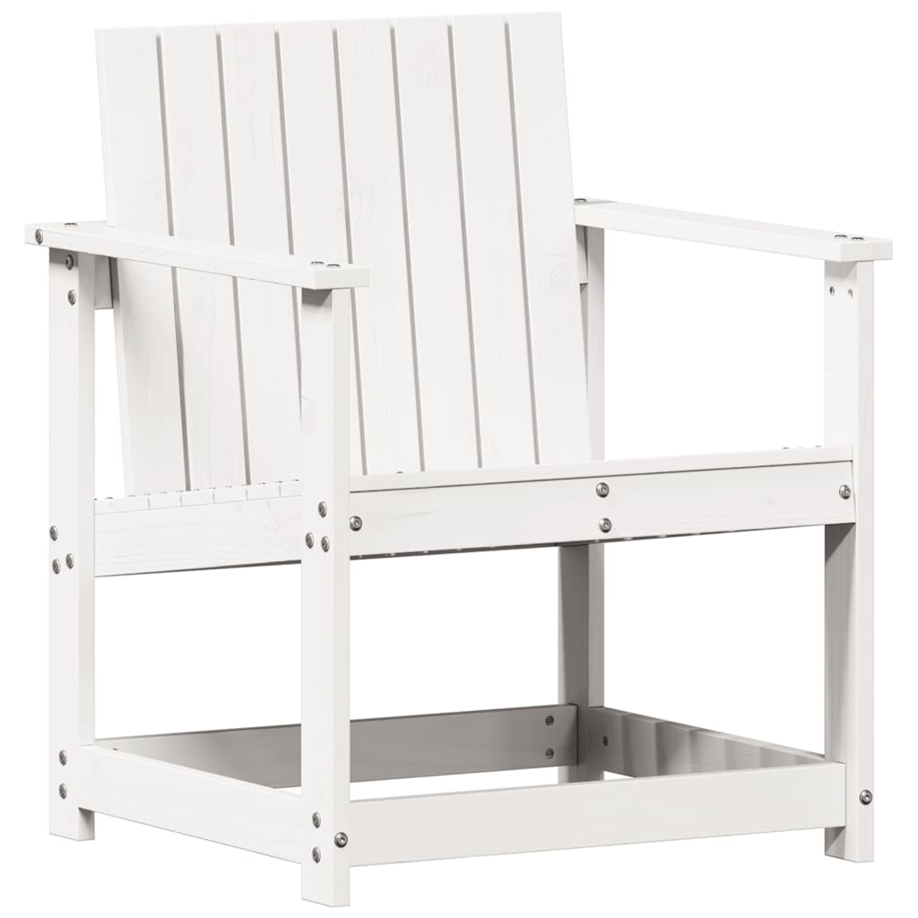 White Solid Pine Wood Garden Chair 62x56x77 cm