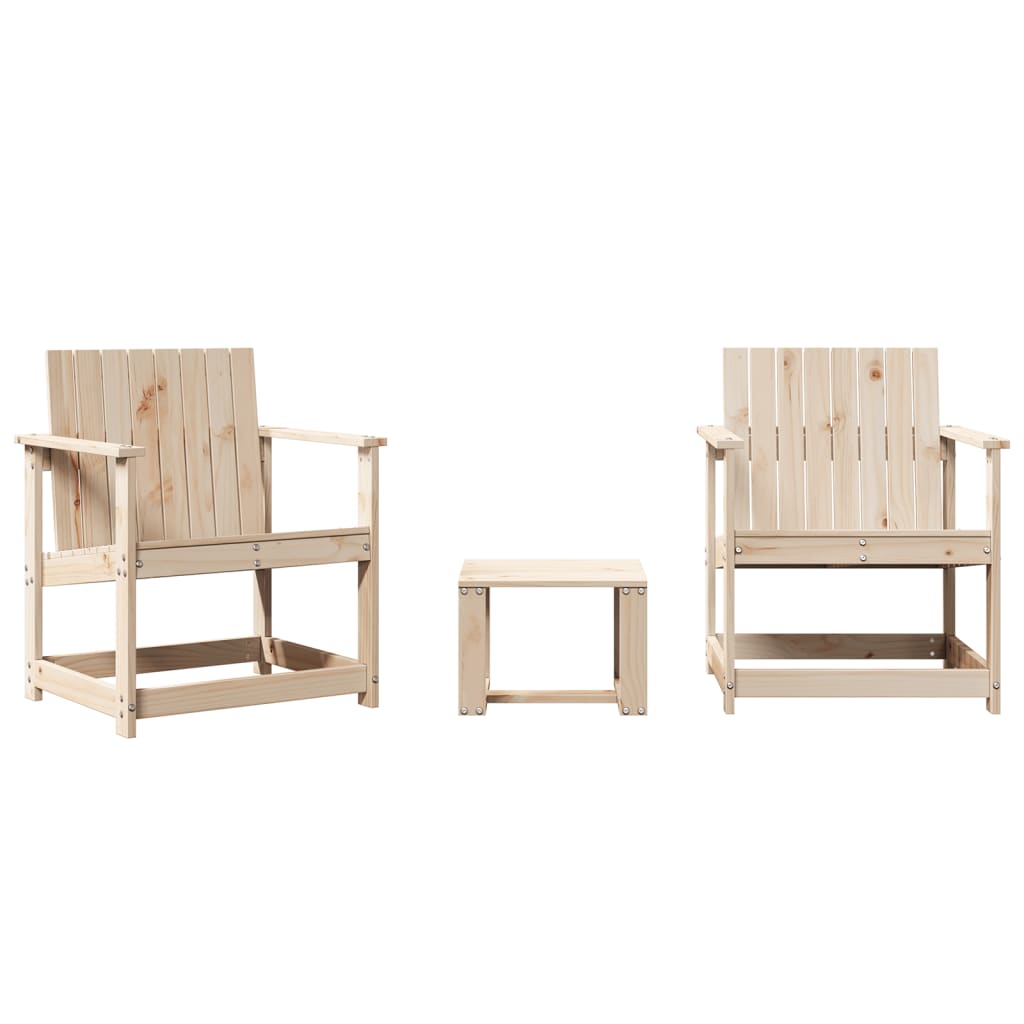 Solid Pine 3-Piece Garden Lounge Set - Stylish Outdoor Comfort