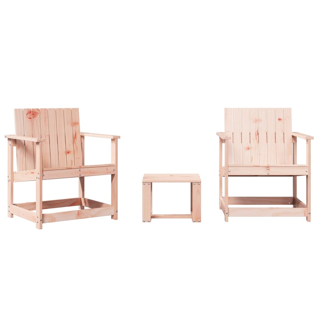 3-Piece Solid Wood Douglas Garden Lounge Set - Natural Finish