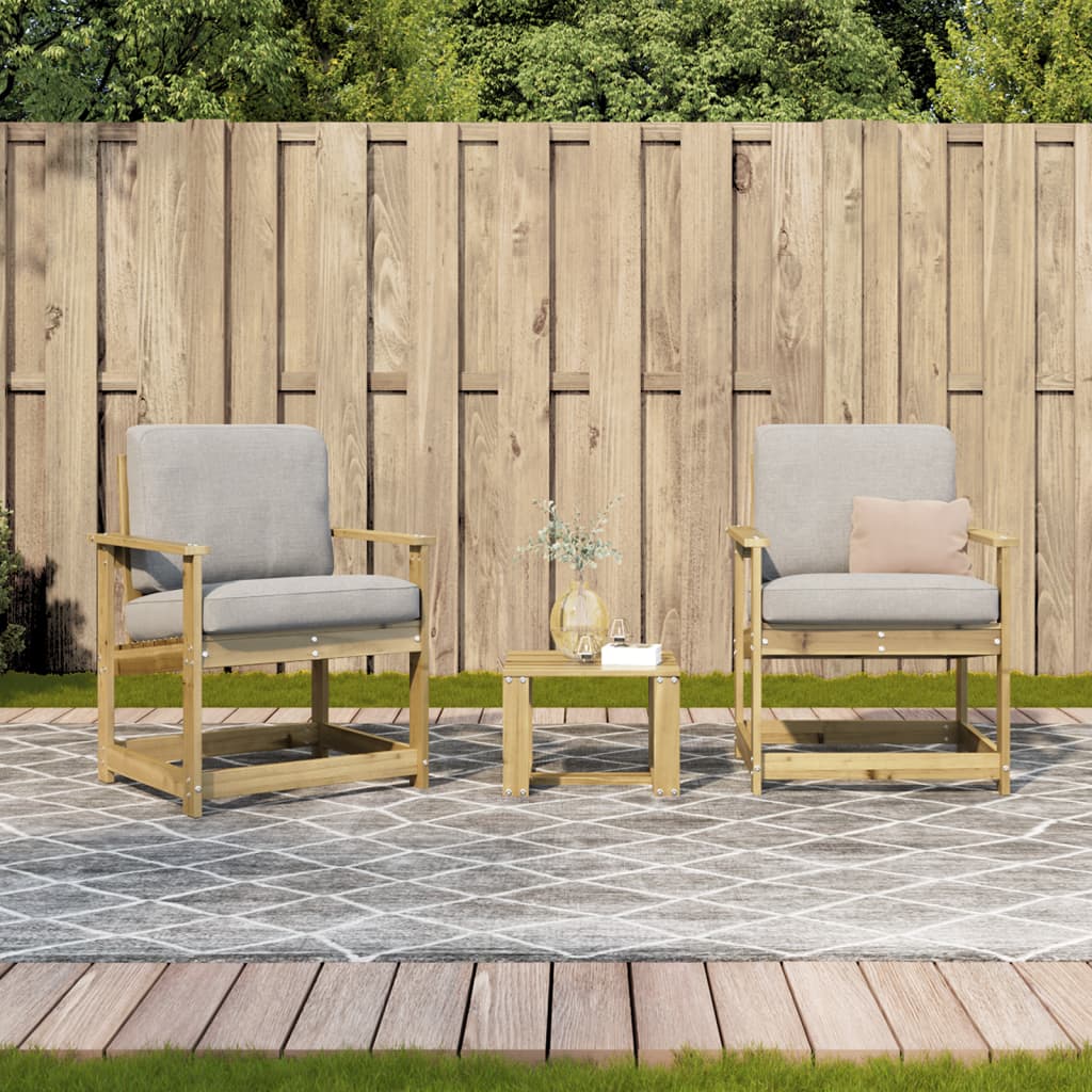 Stylish 3 Piece Garden Lounge Set in Impregnated Pine Wood