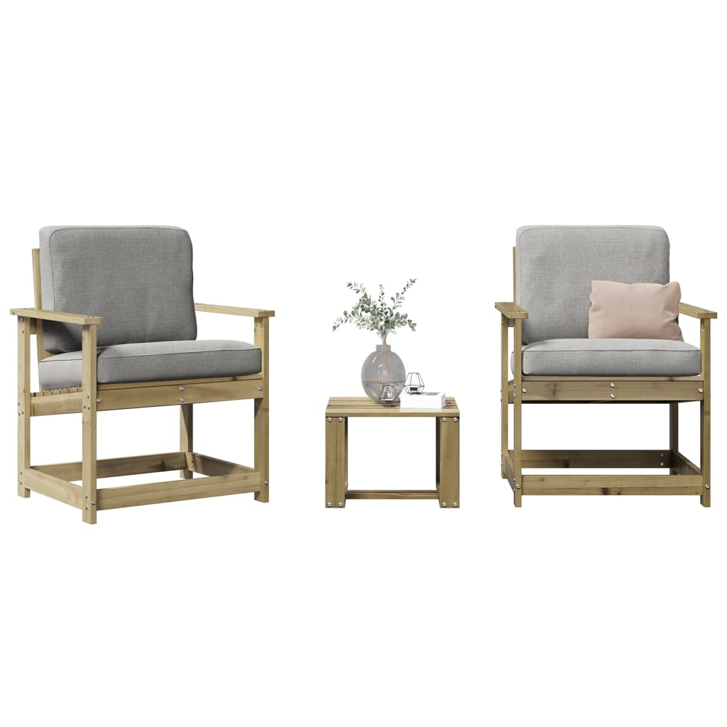 Stylish 3 Piece Garden Lounge Set in Impregnated Pine Wood