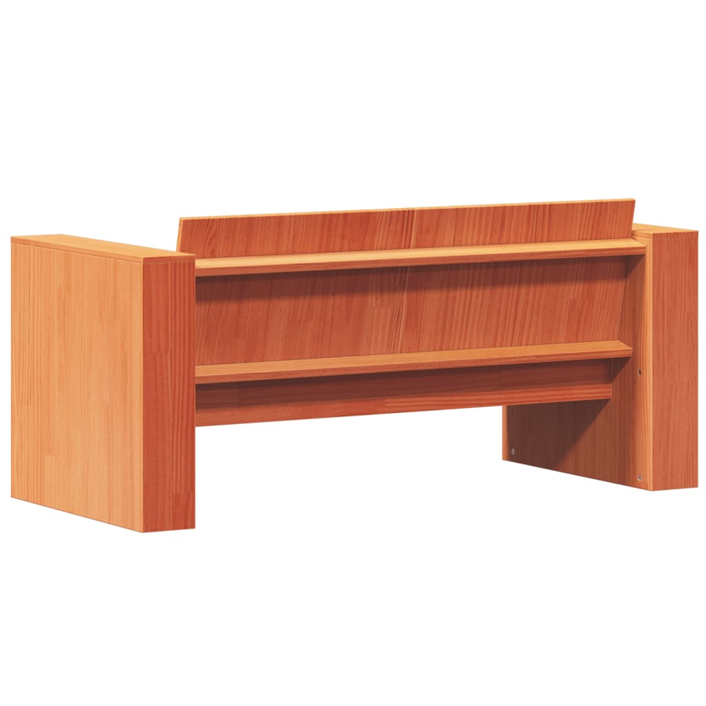 Wax Brown Solid Pine 2-Seater Garden Sofa 134x60x62 cm