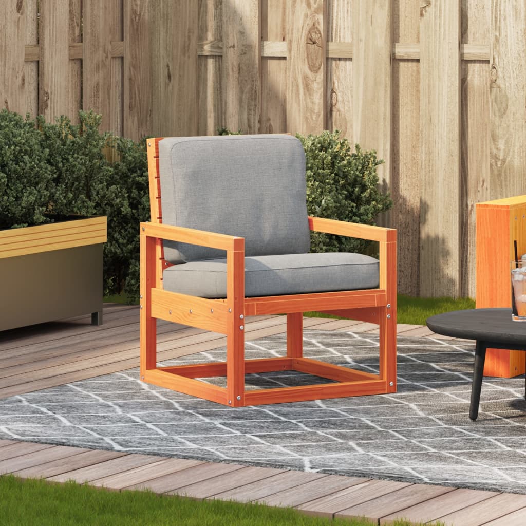 Solid Wood Pine Garden Chair, Wax Brown, 57.5x63x76 cm