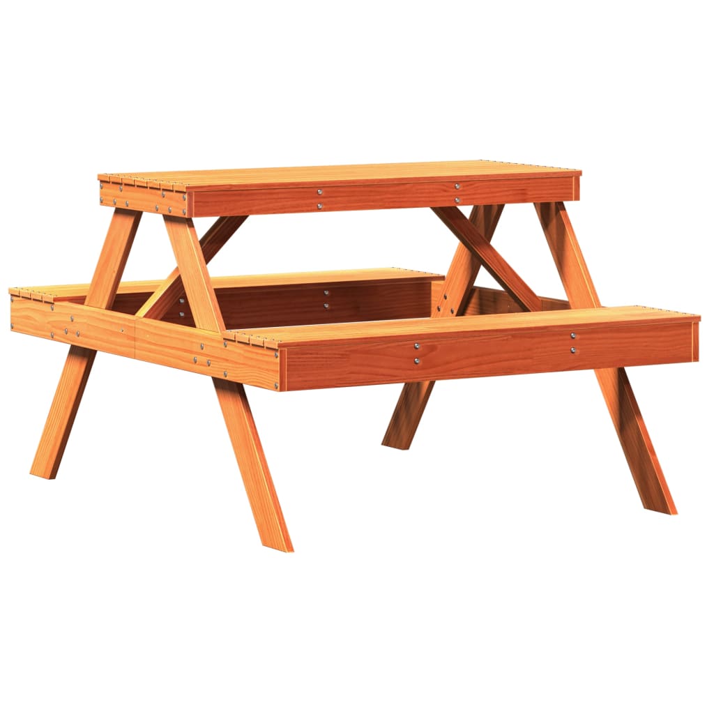 Solid Pine Picnic Table Brown 105x134x75 cm - Durable Outdoor Furniture