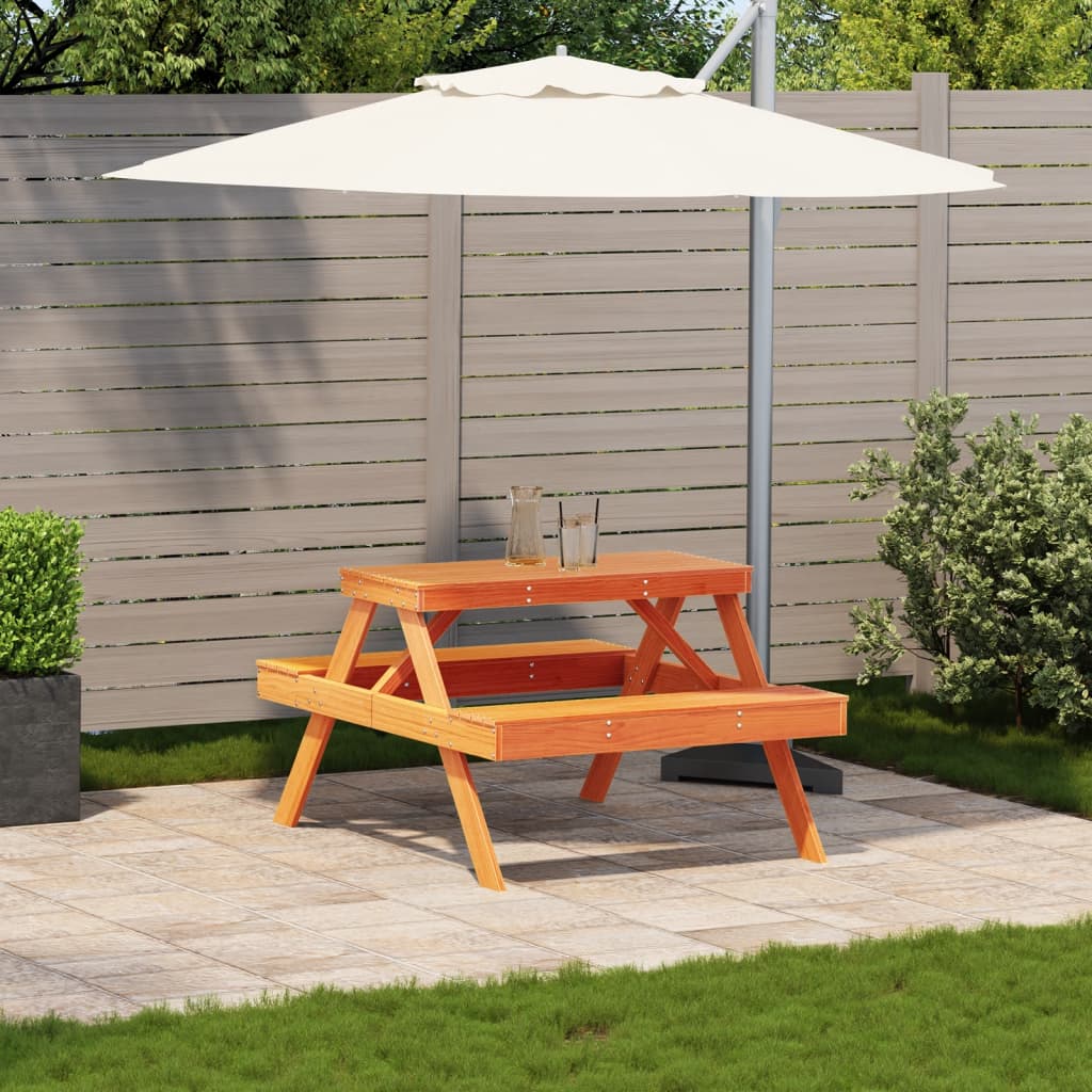 Solid Pine Picnic Table Brown 105x134x75 cm - Durable Outdoor Furniture