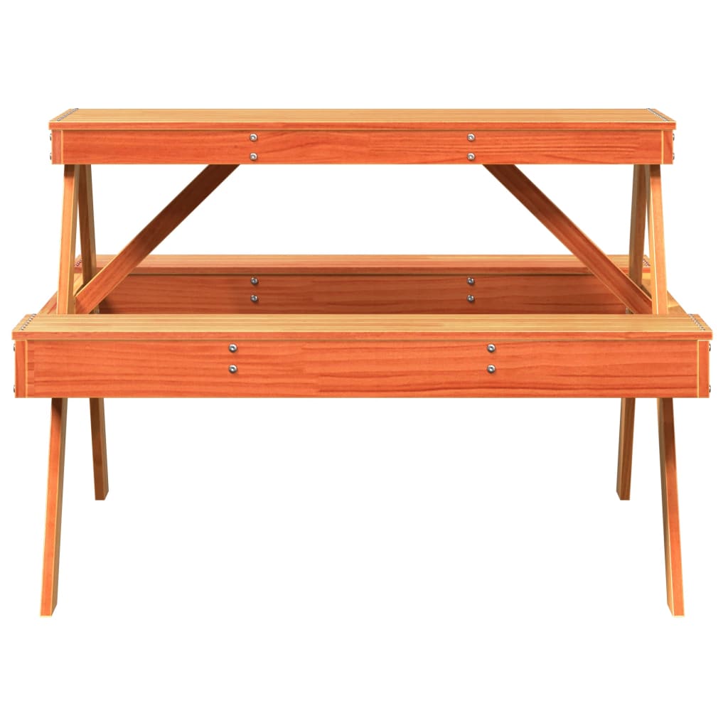 Solid Pine Picnic Table Brown 105x134x75 cm - Durable Outdoor Furniture