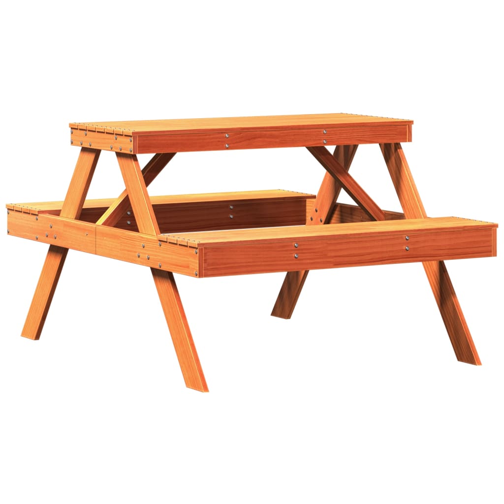 Solid Pine Picnic Table Brown 105x134x75 cm - Durable Outdoor Furniture