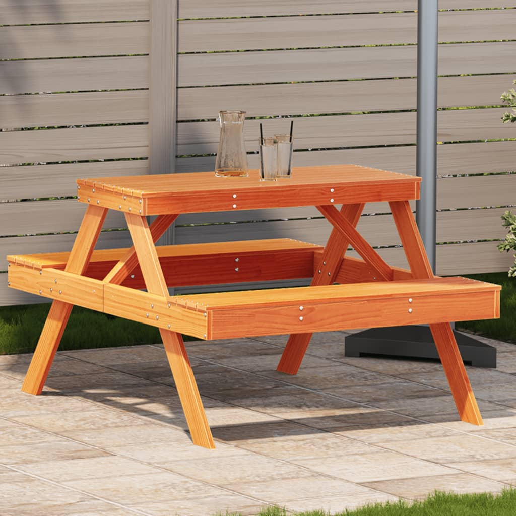 Solid Pine Picnic Table Brown 105x134x75 cm - Durable Outdoor Furniture