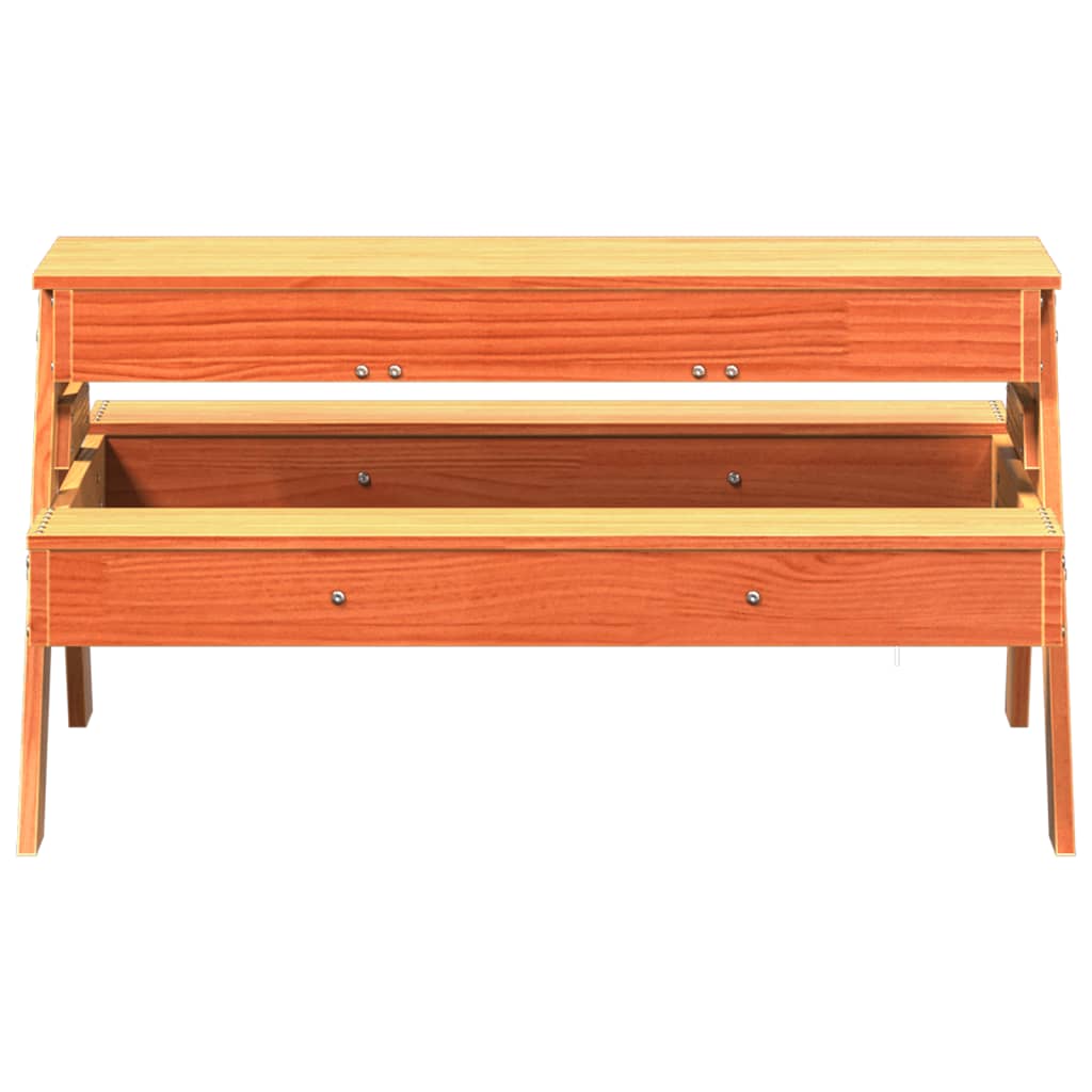 Wax Brown Solid Wood Pine Kids Picnic Table with Sandpit