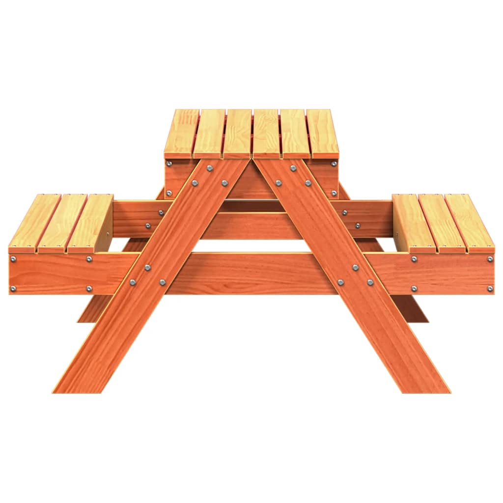 Wax Brown Solid Wood Pine Kids Picnic Table with Sandpit