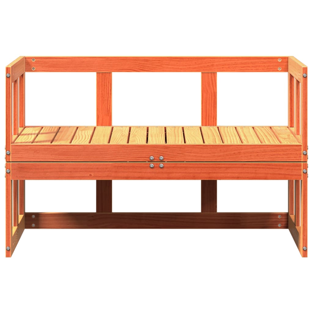 Extendable Wax Brown Pine Garden Sofa Bench - Solid Wood Elegance