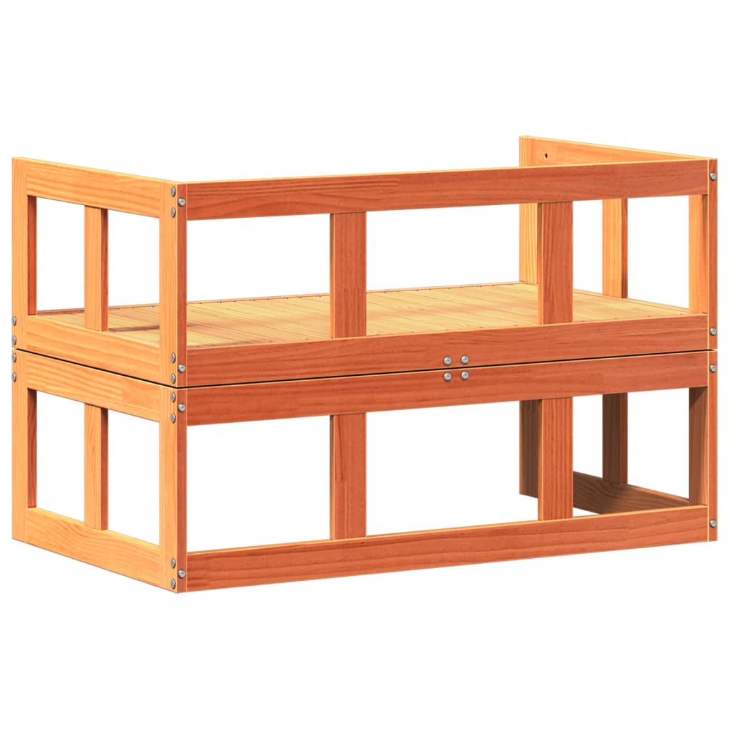 Extendable Wax Brown Pine Garden Sofa Bench - Solid Wood Elegance