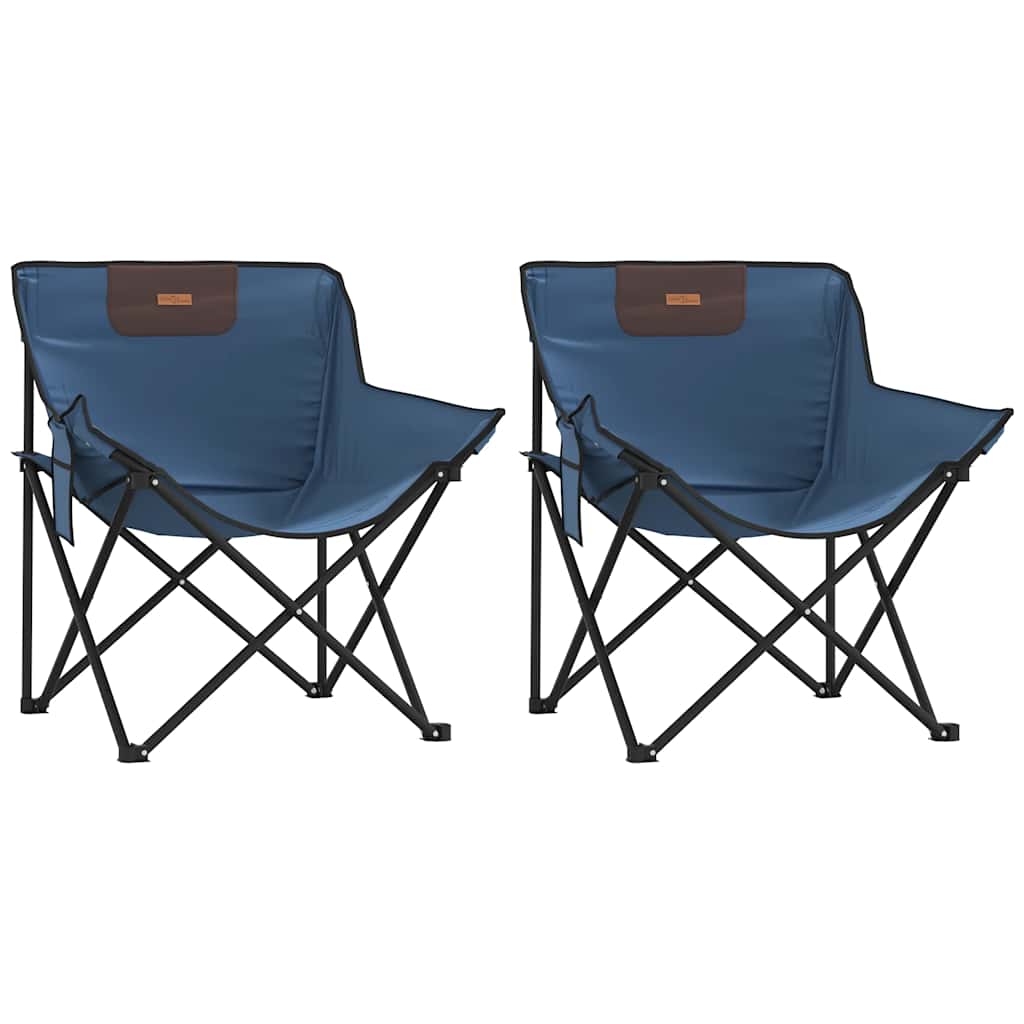 Foldable Blue Camping Chairs with Pocket - 2 Pack, Lightweight Design