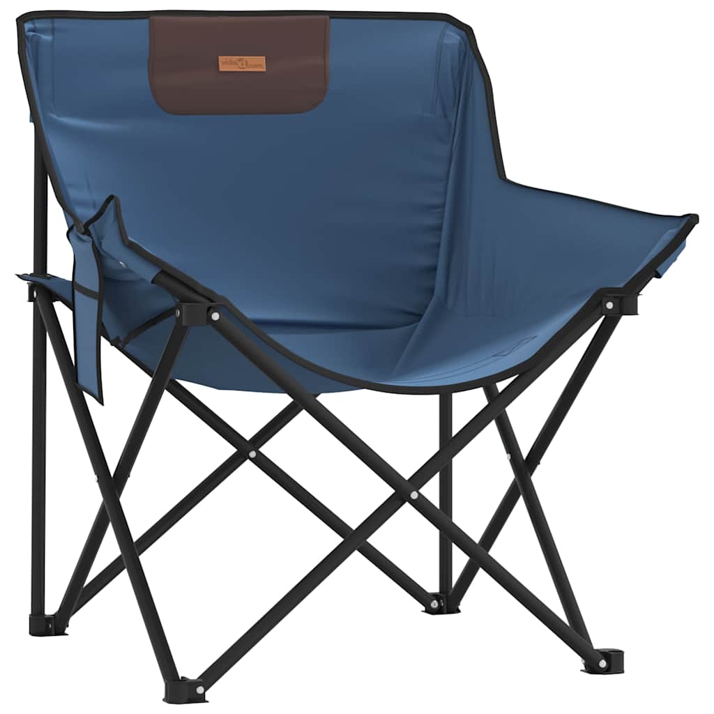 Foldable Blue Camping Chairs with Pocket - 2 Pack, Lightweight Design