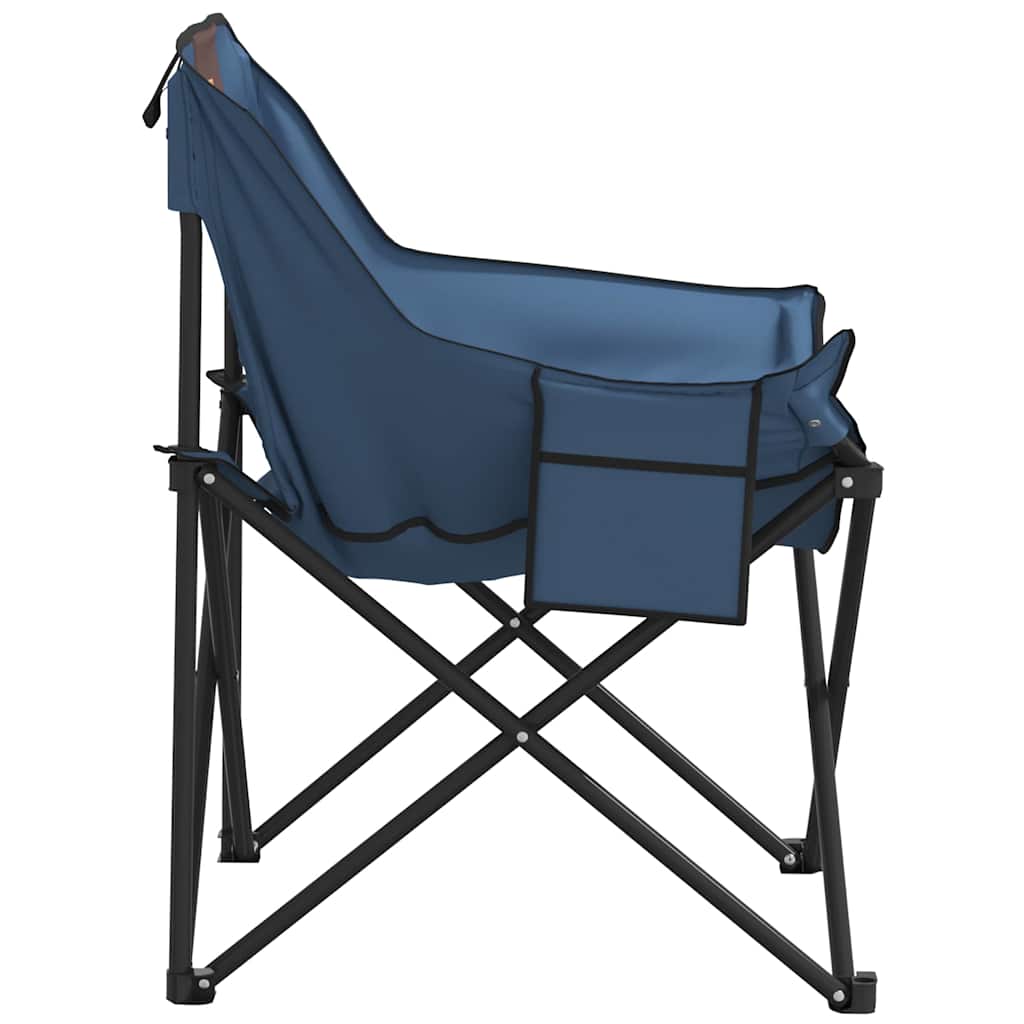 Foldable Blue Camping Chairs with Pocket - 2 Pack, Lightweight Design