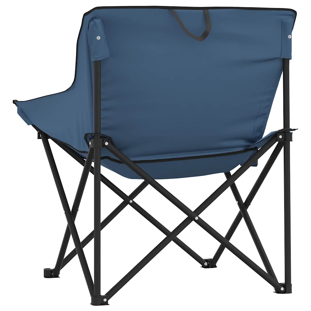 Foldable Blue Camping Chairs with Pocket - 2 Pack, Lightweight Design
