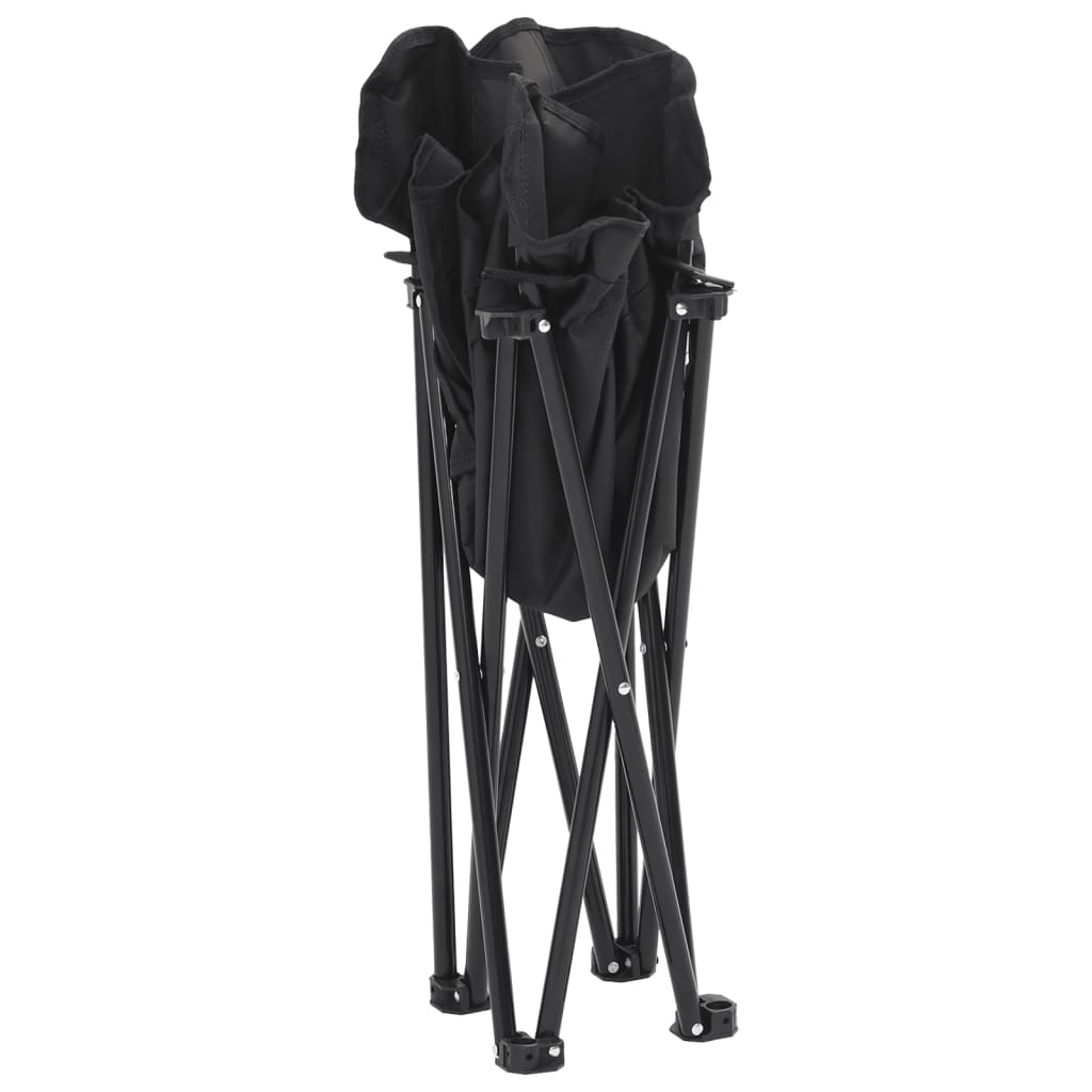 Set of 2 Black Foldable Camping Chairs with Pockets - Durable & Lightweight