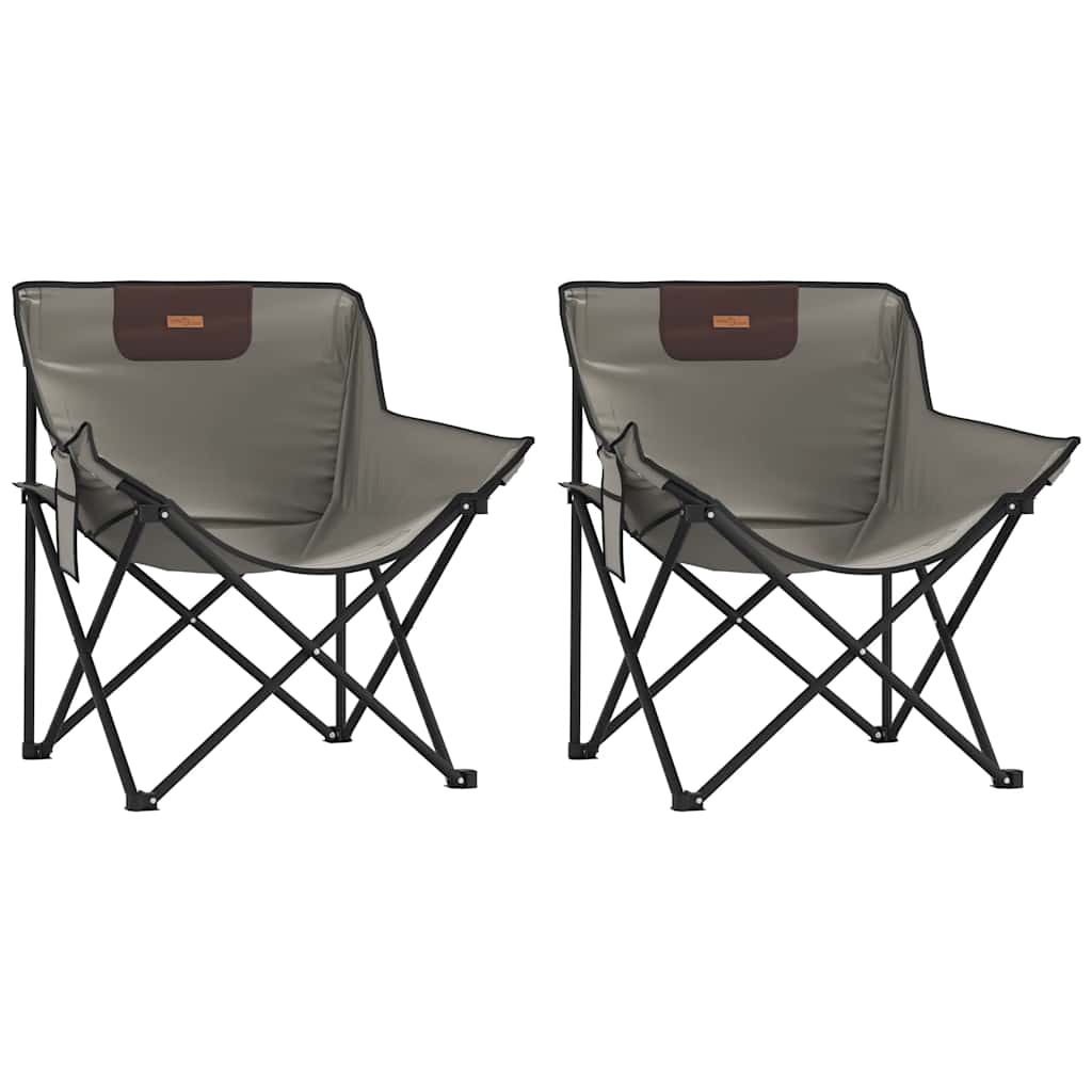 Foldable Camping Chairs with Pocket, 2-Pack, Grey, Durable Material
