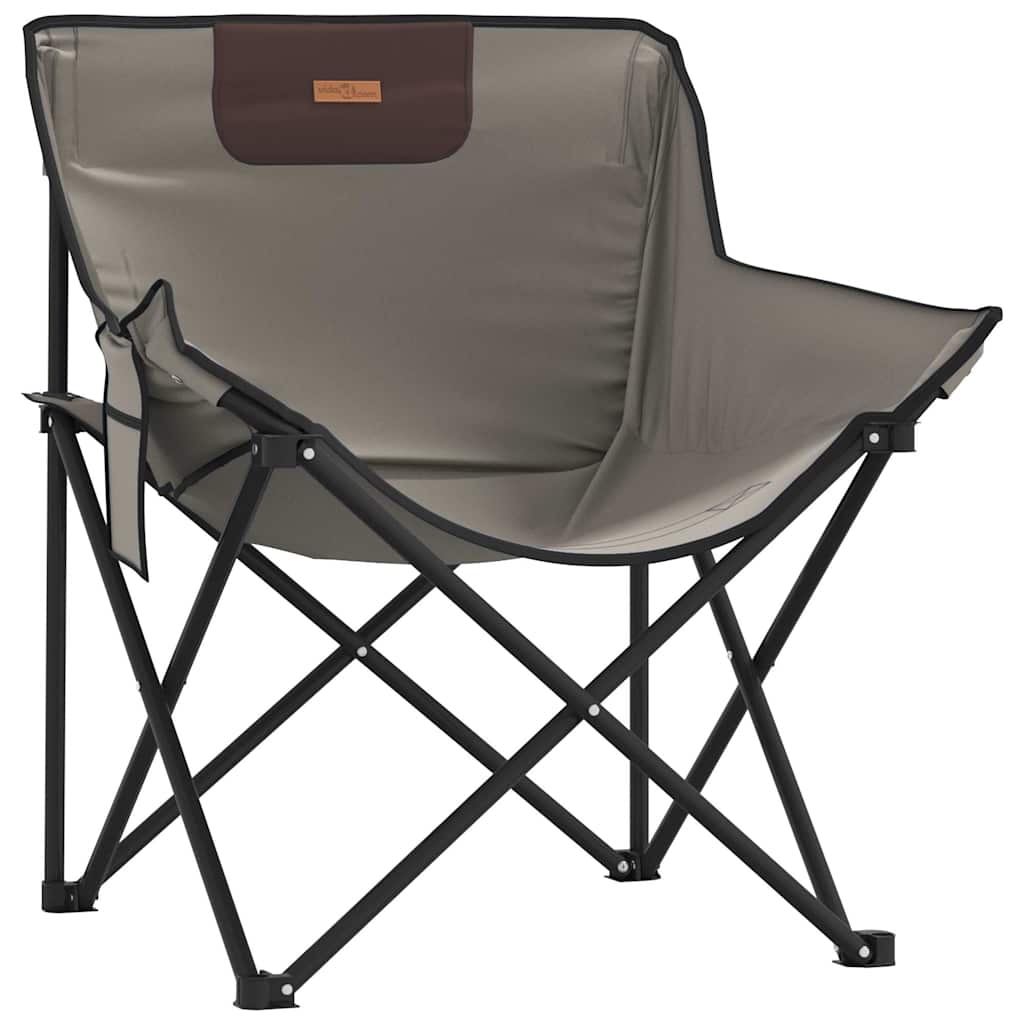 Foldable Camping Chairs with Pocket, 2-Pack, Grey, Durable Material