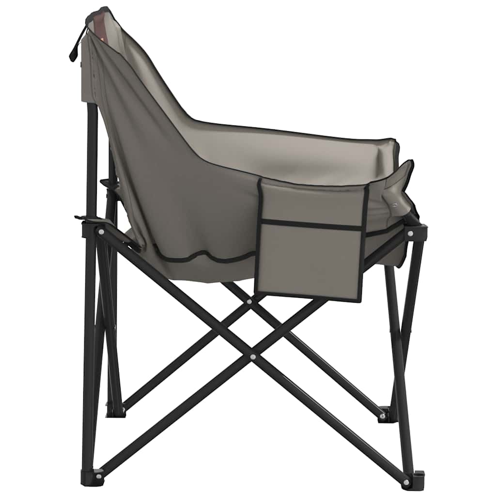 Foldable Camping Chairs with Pocket, 2-Pack, Grey, Durable Material