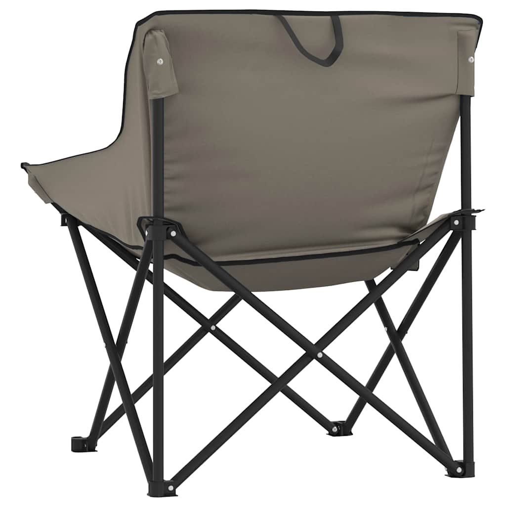 Foldable Camping Chairs with Pocket, 2-Pack, Grey, Durable Material
