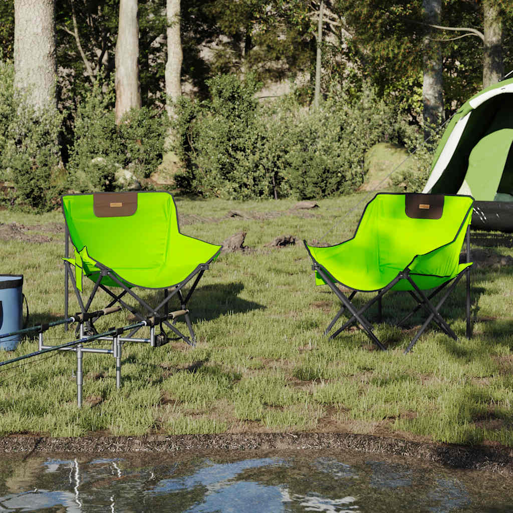 Green Foldable Camping Chairs with Pocket - 2 Pack, Durable & Portable