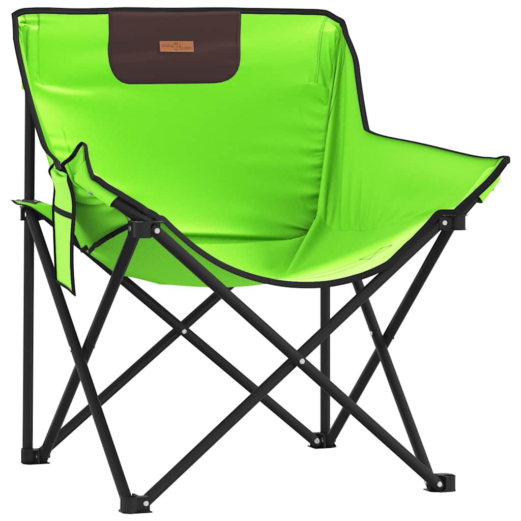 Green Foldable Camping Chairs with Pocket - 2 Pack, Durable & Portable