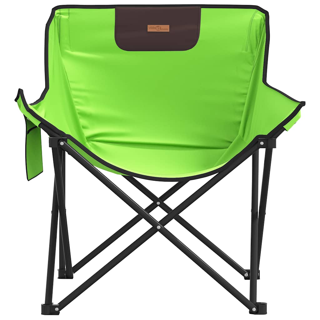 Green Foldable Camping Chairs with Pocket - 2 Pack, Durable & Portable