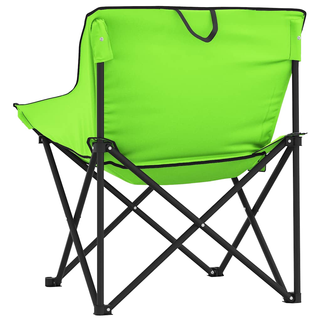 Green Foldable Camping Chairs with Pocket - 2 Pack, Durable & Portable