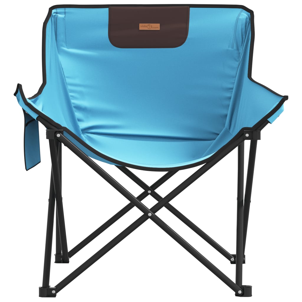 Bright Blue Foldable Camping Chairs Set (2 pcs) with Pocket