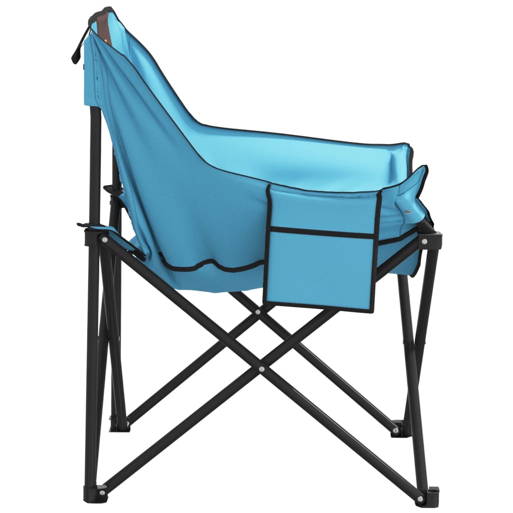Bright Blue Foldable Camping Chairs Set (2 pcs) with Pocket