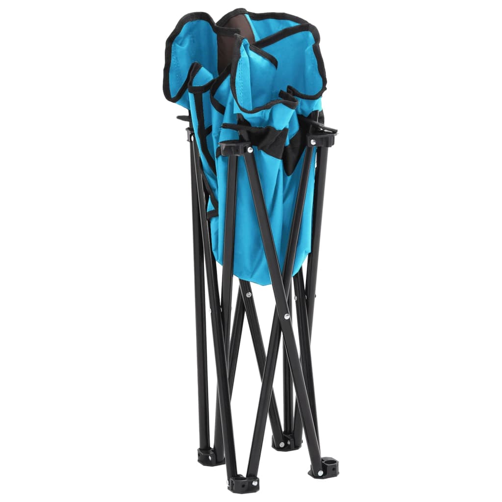 Bright Blue Foldable Camping Chairs Set (2 pcs) with Pocket