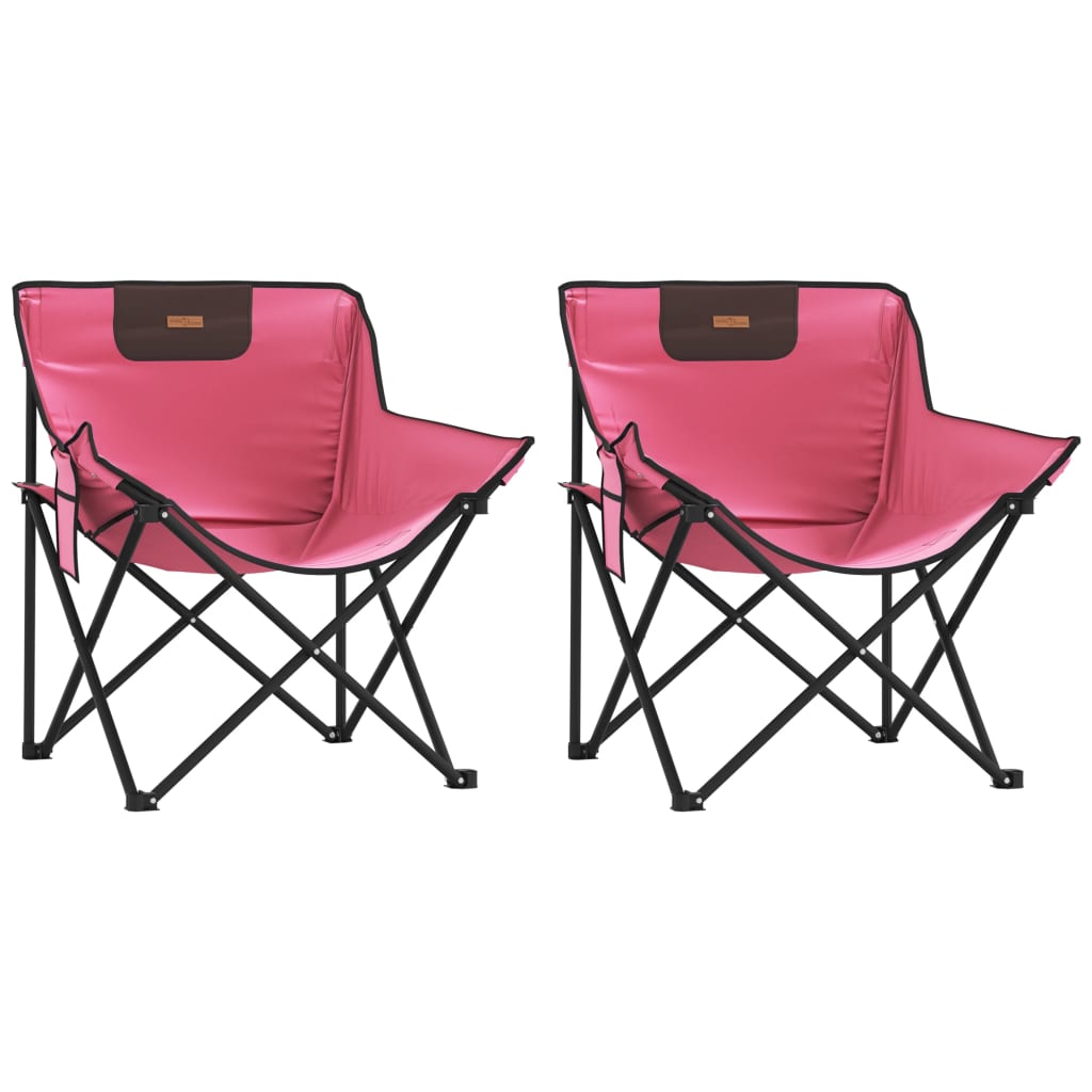 Pink Foldable Camping Chairs with Pocket - 2 Pack, Lightweight & Durable