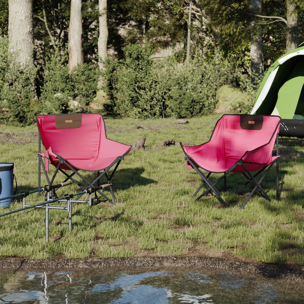 Pink Foldable Camping Chairs with Pocket - 2 Pack, Lightweight & Durable