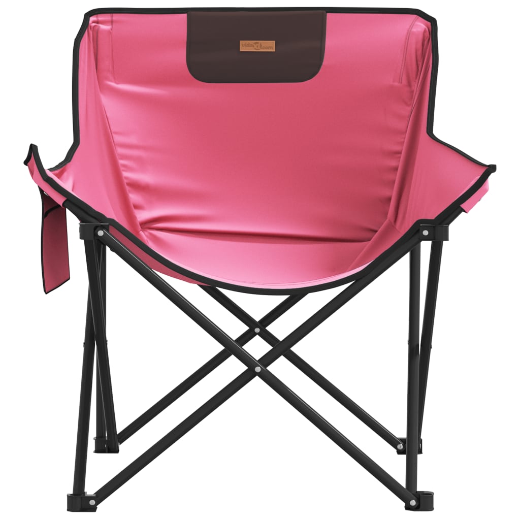 Pink Foldable Camping Chairs with Pocket - 2 Pack, Lightweight & Durable