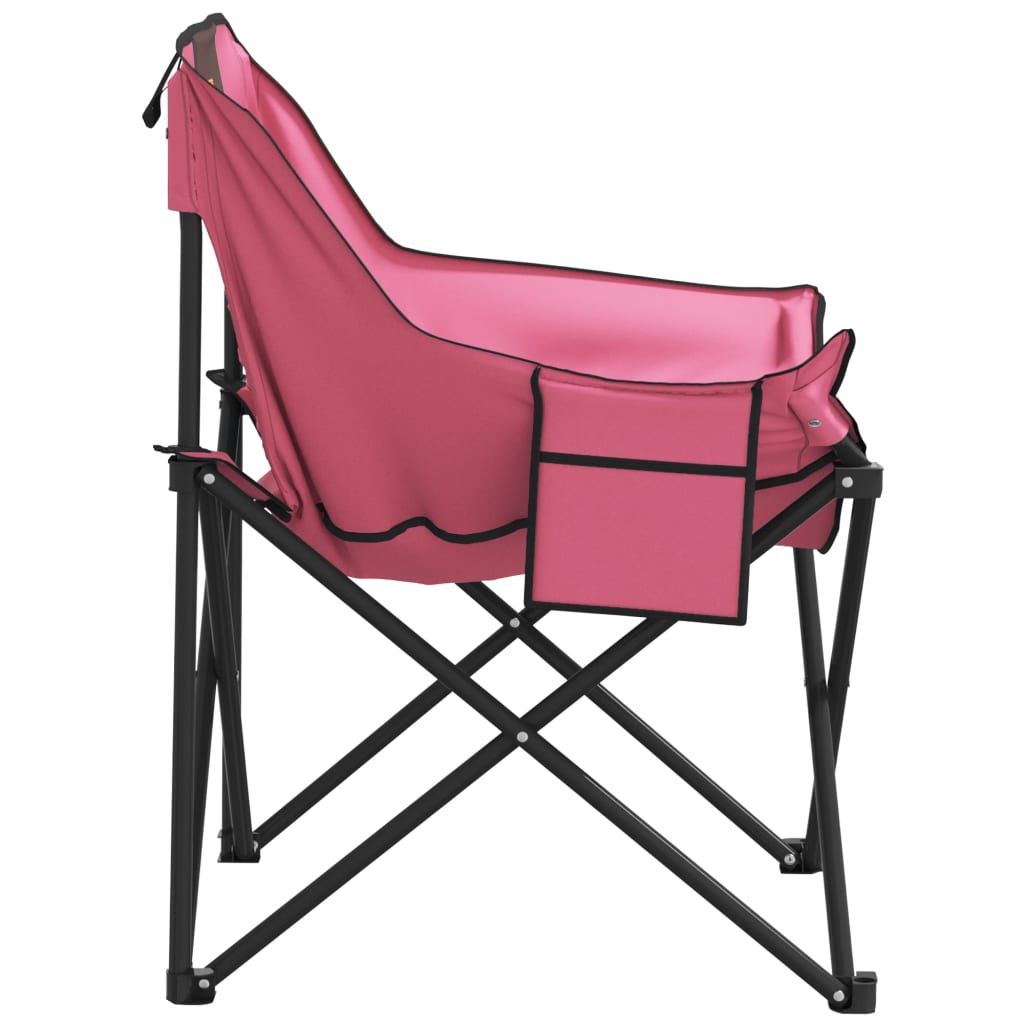 Pink Foldable Camping Chairs with Pocket - 2 Pack, Lightweight & Durable
