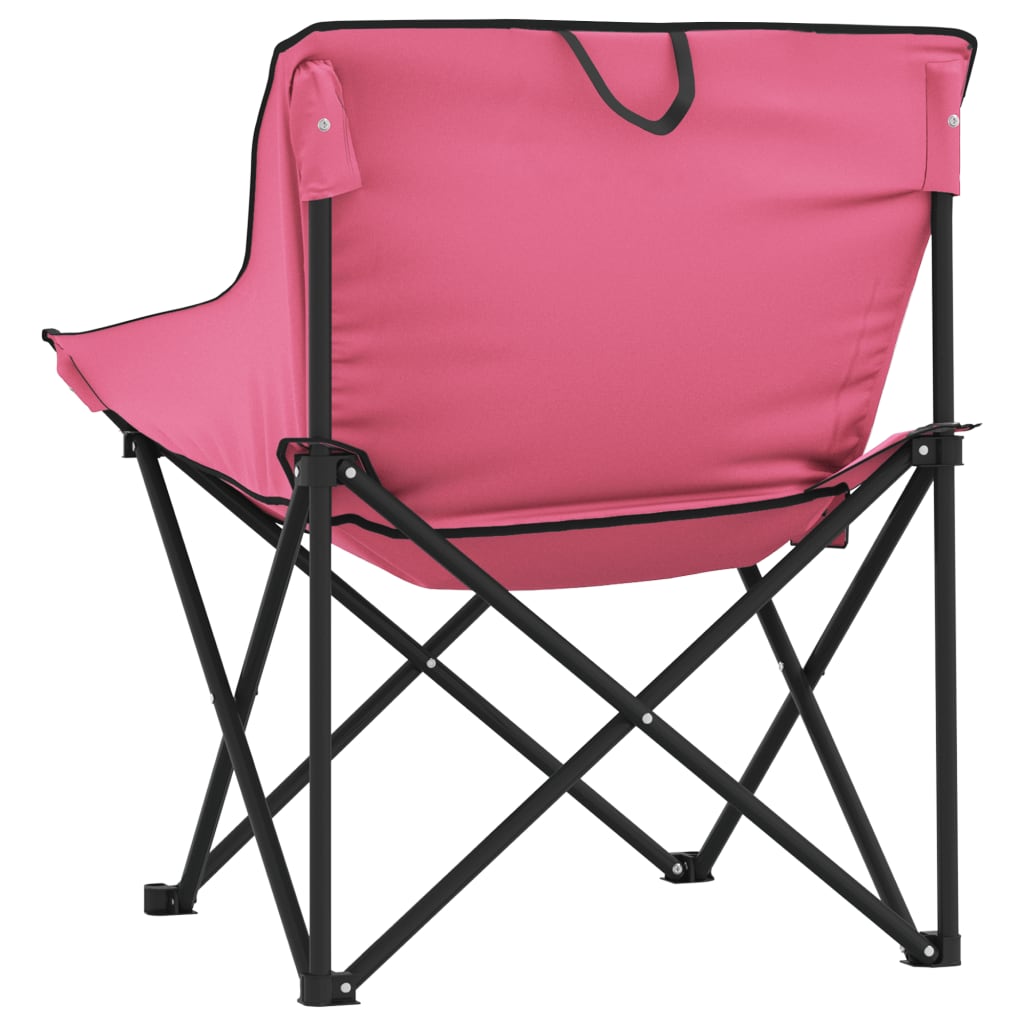 Pink Foldable Camping Chairs with Pocket - 2 Pack, Lightweight & Durable