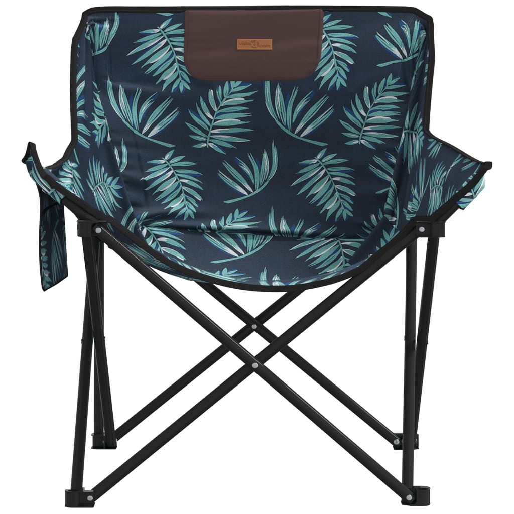 Foldable Camping Chairs with Leaf Print - 2 Pack, Pocket-Ready