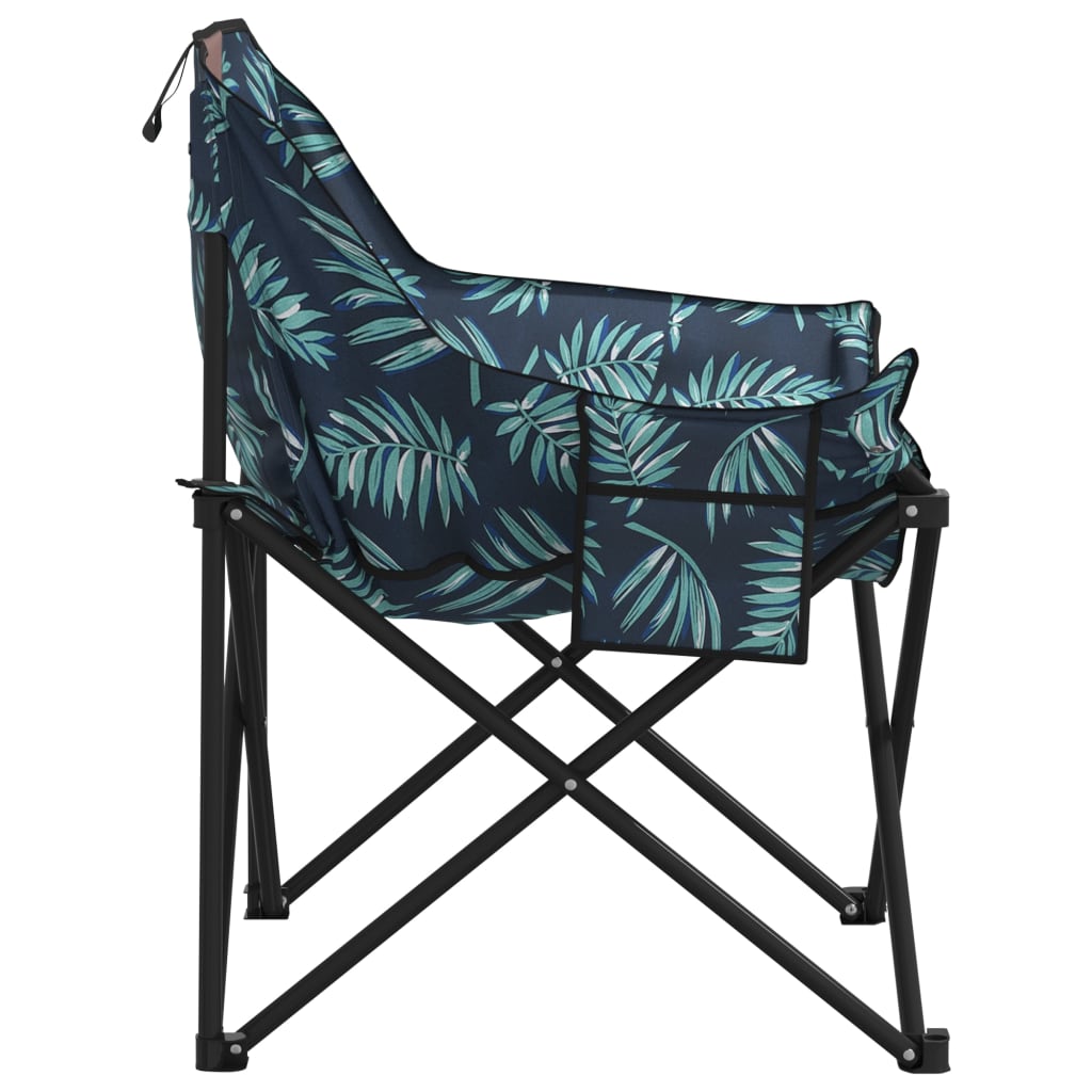 Foldable Camping Chairs with Leaf Print - 2 Pack, Pocket-Ready