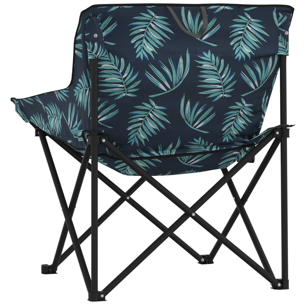 Foldable Camping Chairs with Leaf Print - 2 Pack, Pocket-Ready